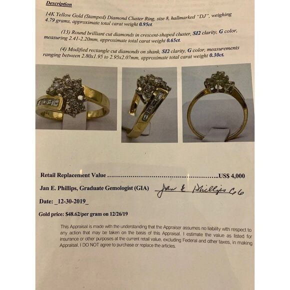 14k Diamond Cluster Ring - Picture 13 of 15